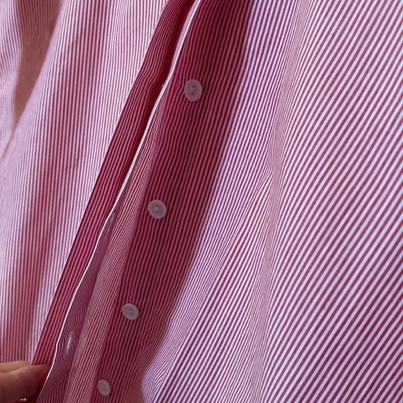 She + sky Button down  tie cold shoulder sleeve high low hem SZ S to larger top - Picture 2 of 6